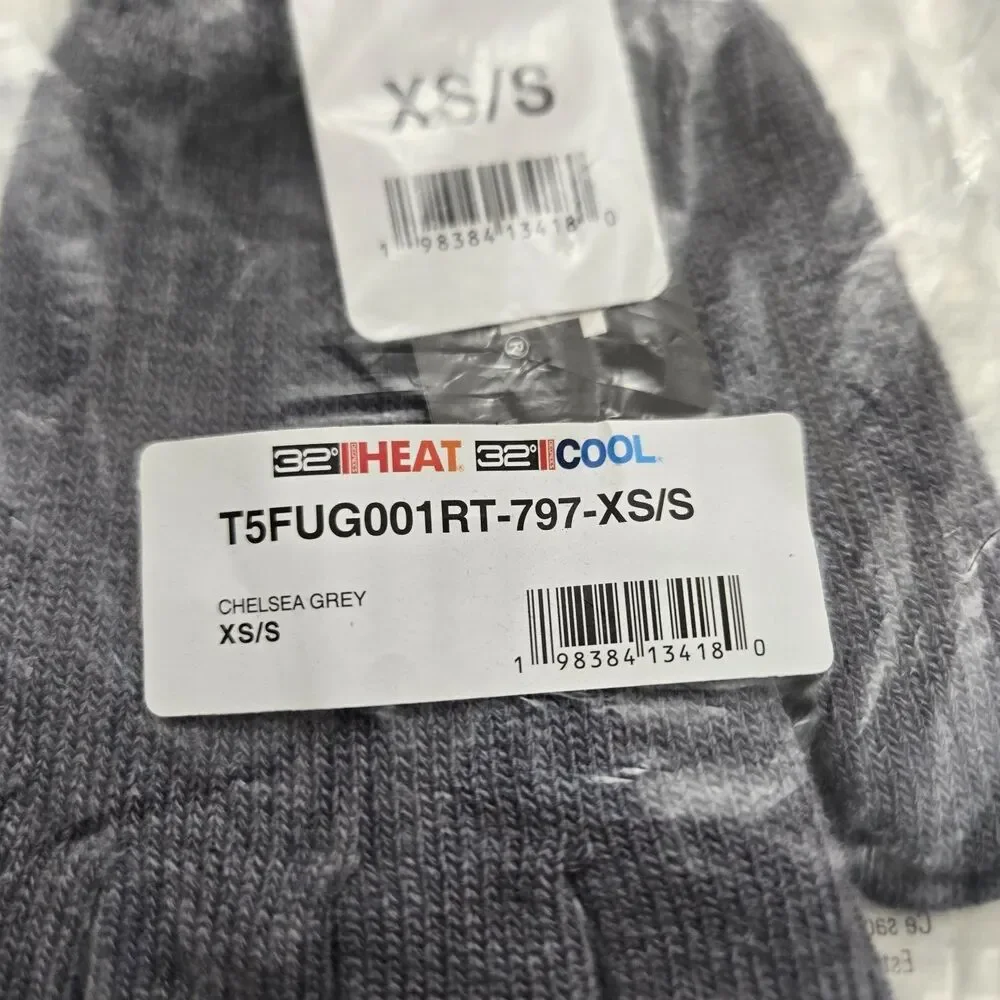 32 Degrees Heat Knit Winter Gloves Chelsea Grey Heather Xs/s NWT T5FUG001RT